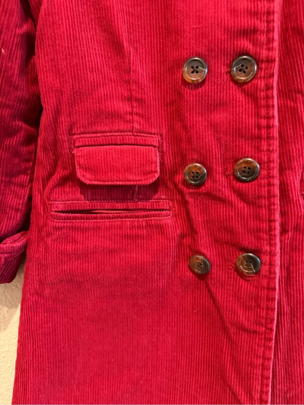 Ralph Lauren Girls Red Corduroy Double Breasted Dress Coat Jacket Size 5